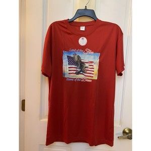T-shirt Land of the Free American Flag Eagle Home of the Brave Size L Adult -New